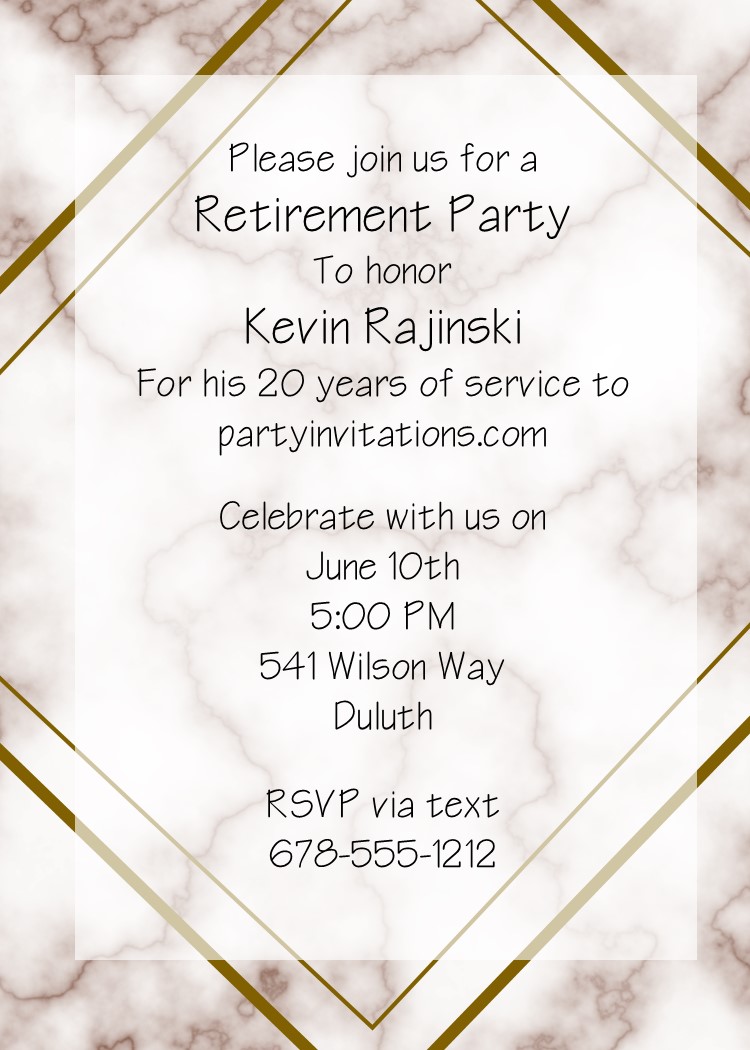 Geo Marble Retirement Invitations