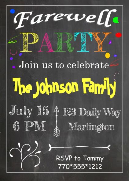 Going Away Party invitations NEW selections 2024