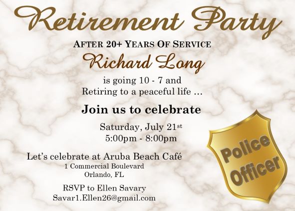 Police Retirement Party Invitations