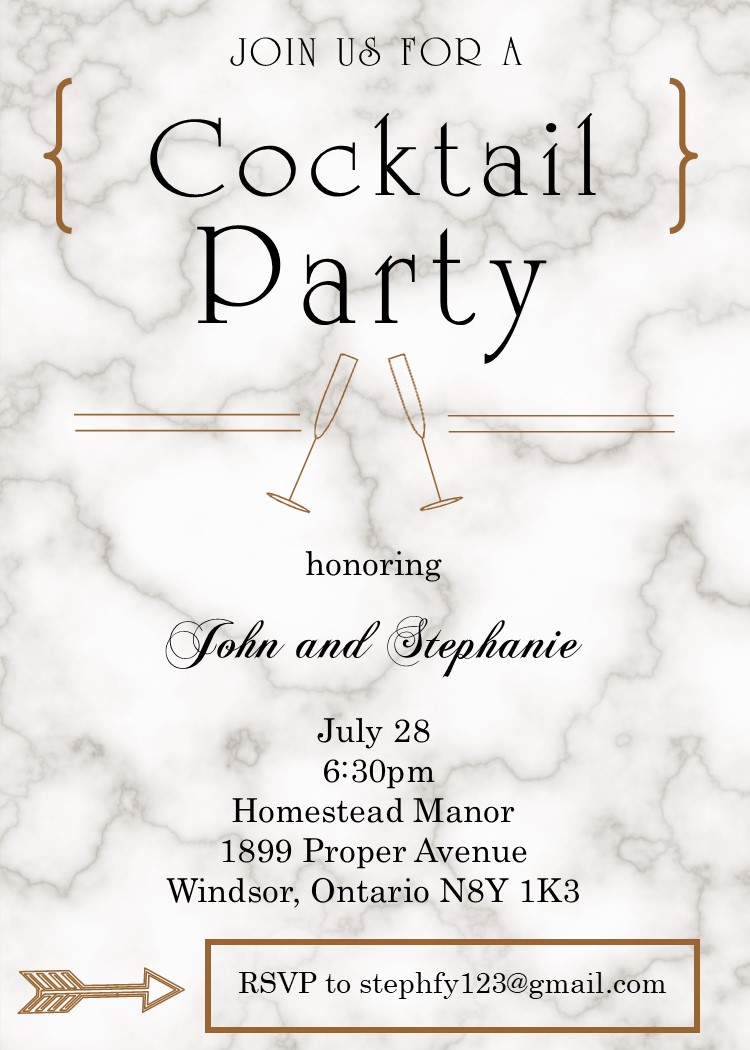 Celebration on Marble cocktail Party Invitations