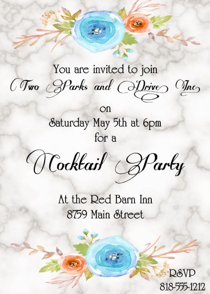 Watercolor on Marble cocktail Party Invitations