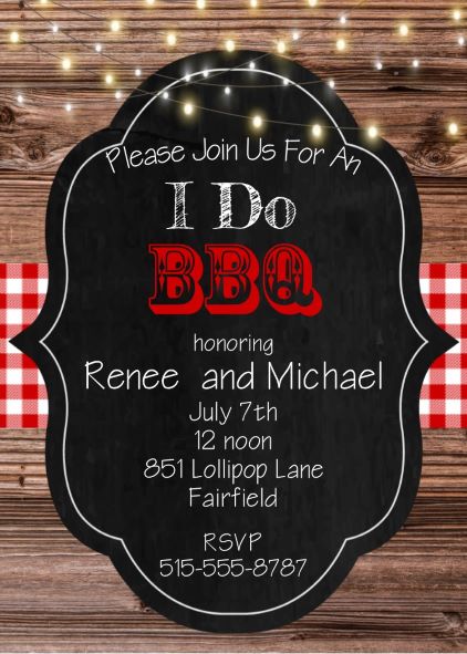Engagement I do BBQ on Wood party Invitations