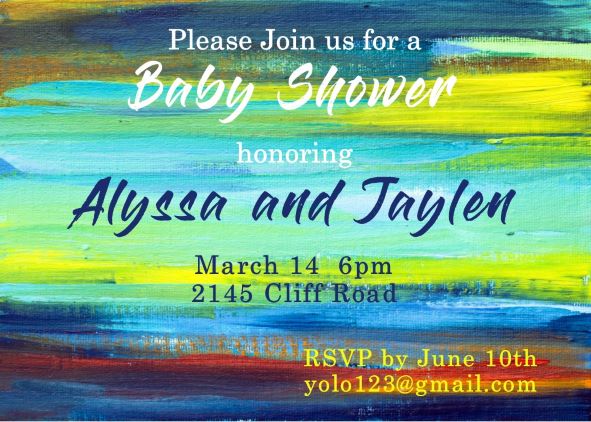 watercolor brushes baby shower invitations