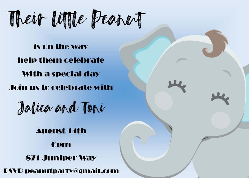 elephant little peanut couples baby shower invitations