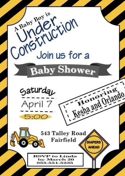 Baby under Construction Shower Invitations