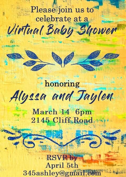 painted boy couples baby shower invitations