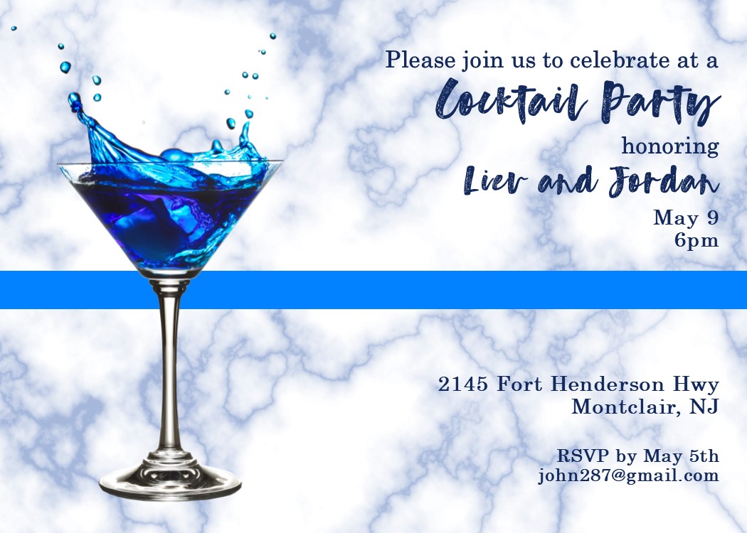 Blue Splash cocktail Invitations