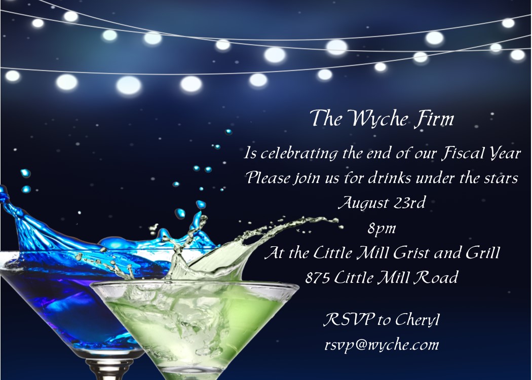Drinks under the stars unique 21st party invitation
