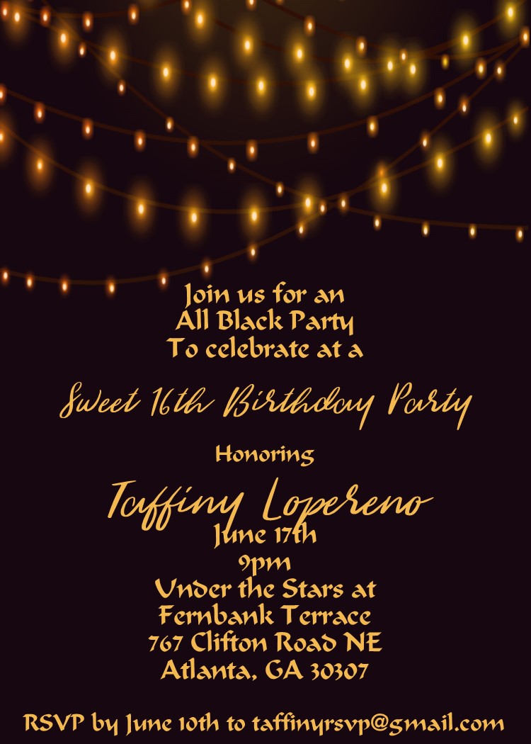 Stargazing 16th birthday party invitation