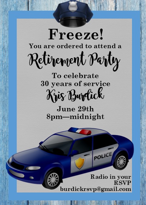 Freeze Police Retirement Party Invitations
