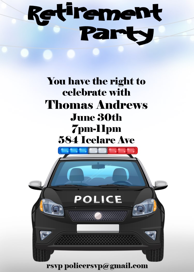 Car Police Retirement Party Invitations