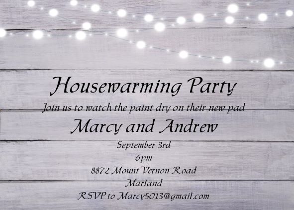 SWood and String Lights Housewarming Party Invitations