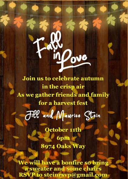 Lit Leaves Fall party invitations