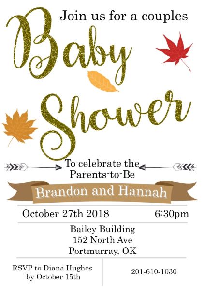 Fall couples baby shower invitations