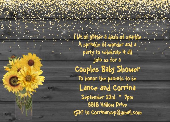Sunflower in Mason Jar Fall party invitations