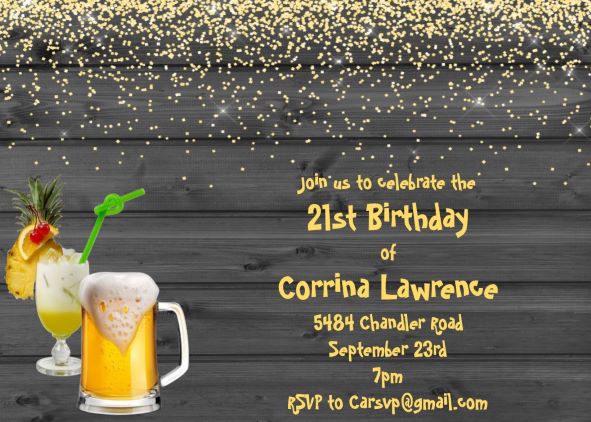 Hard Cider 21st birthday party invitation