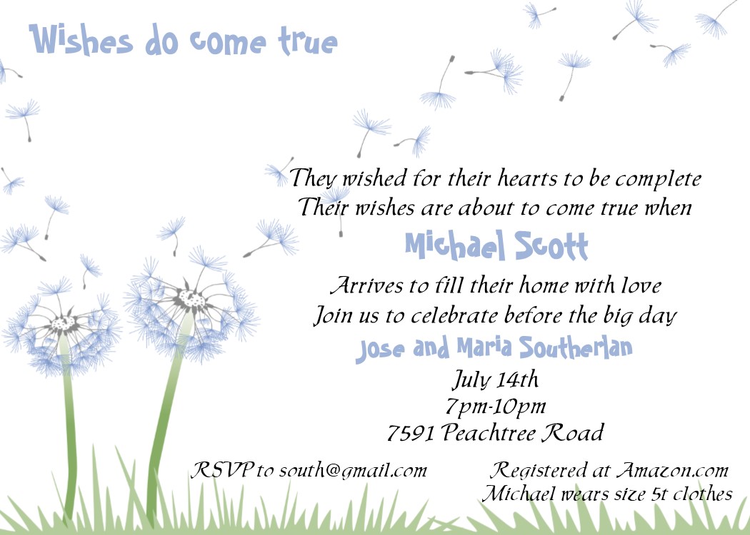 Wish on a Dandelion - Adoption Shower Party Invitation