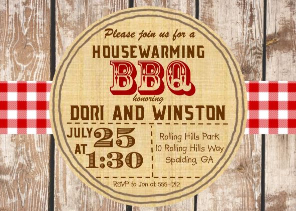 Woodgrain Housewarming Party Invitations