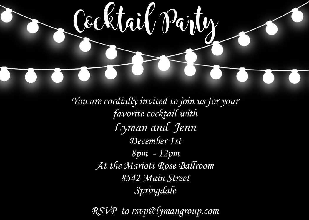 Black and White Cocktail Christmas Party Invitations