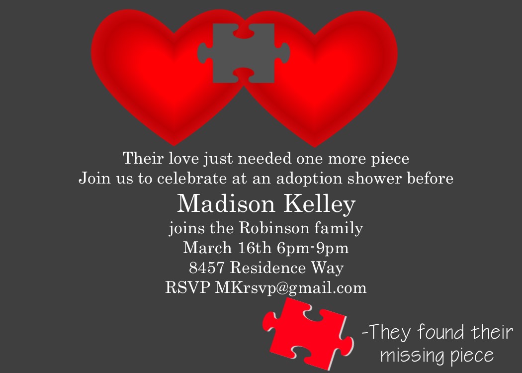 Missing Piece - Adoption Shower Party Invitation