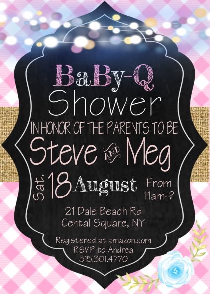 Pink BabyQue Shower Invitations