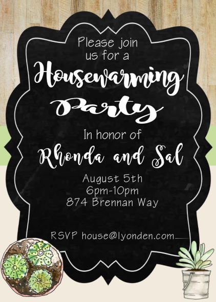 Succulent Housewarming Party Invitations