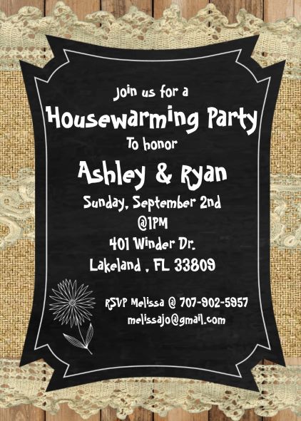 Burlap and Lace Housewarming Party Invitations
