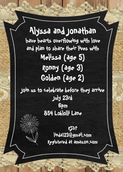 Burlap and Lace - Adoption Shower Party Invitation