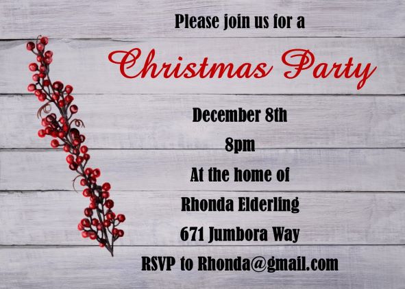 Winter Berry Christmas Open House Christmas Tree Invitations