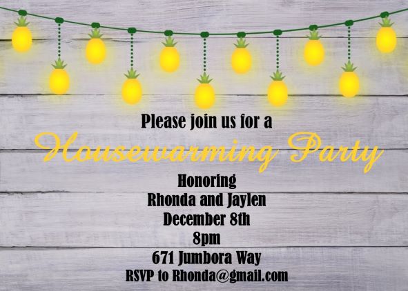 Pineapple Lights Housewarming Party Invitations