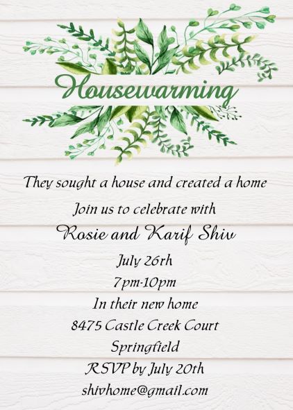 Housewarming greens Party Invitations