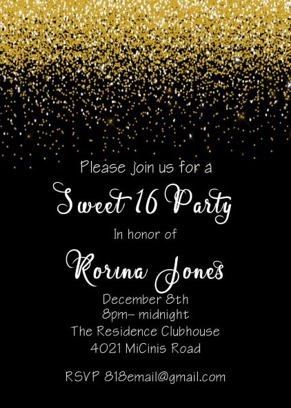 Sweet 16 Glitter invitations