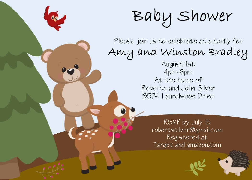 Forest Friends Baby Shower Invitations