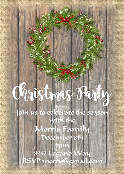 Merry rustic Christmas Party Invitations