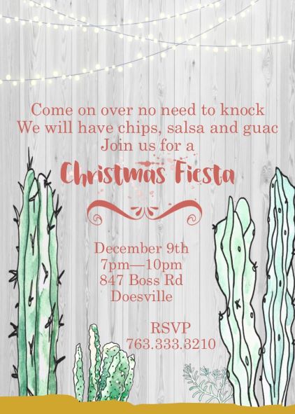 2762 Cacti Christmas Party Invitations