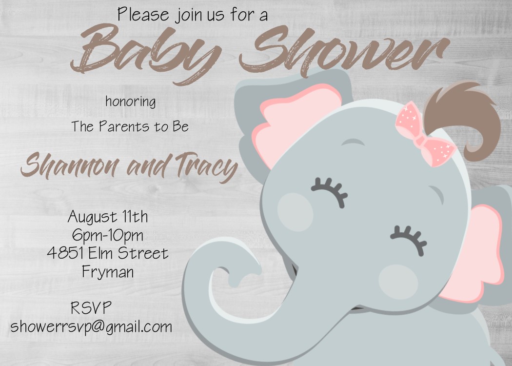 Amazing Elephant Baby Shower Invitations