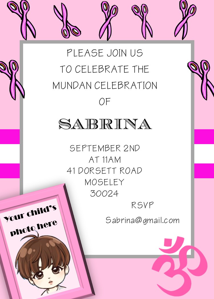 sar 2772Scissors and OM Mundan invitations