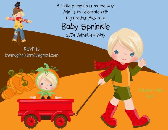 Fall Big Brother Baby Sprinkle Invitations