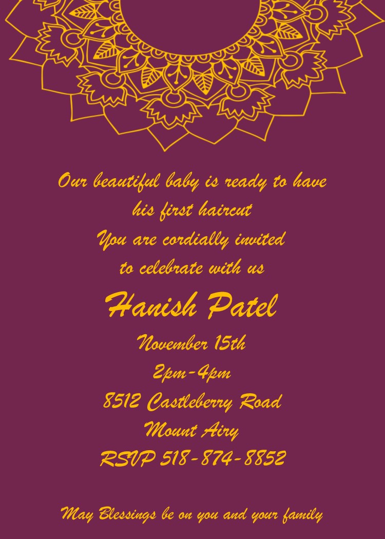 Mandala Purple Mundan invitations