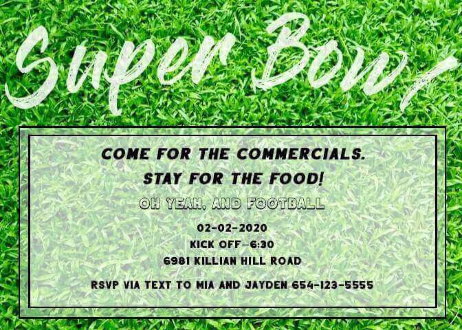 Super Bowl Party Invitations 2019 Football