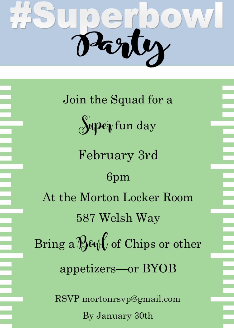 Super Bowl Party Invitations 2019 Football