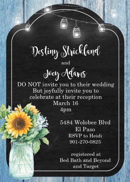 Rustic Wedding Celebration Party Invitations