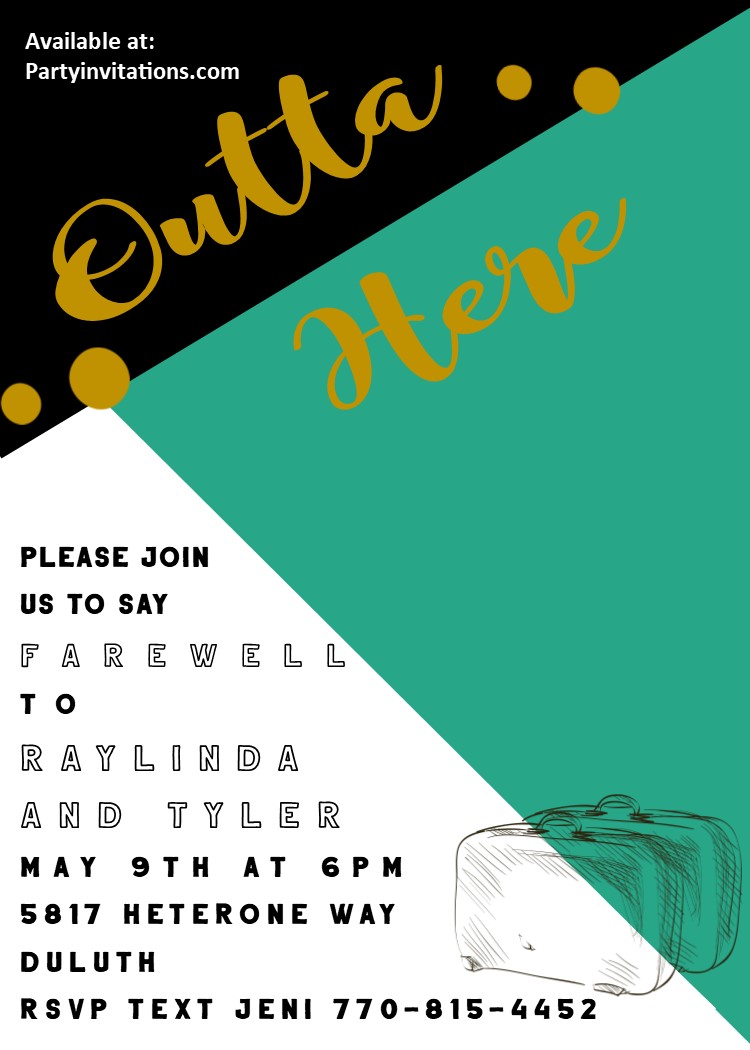 going away Party Invitation colorblock Invitations