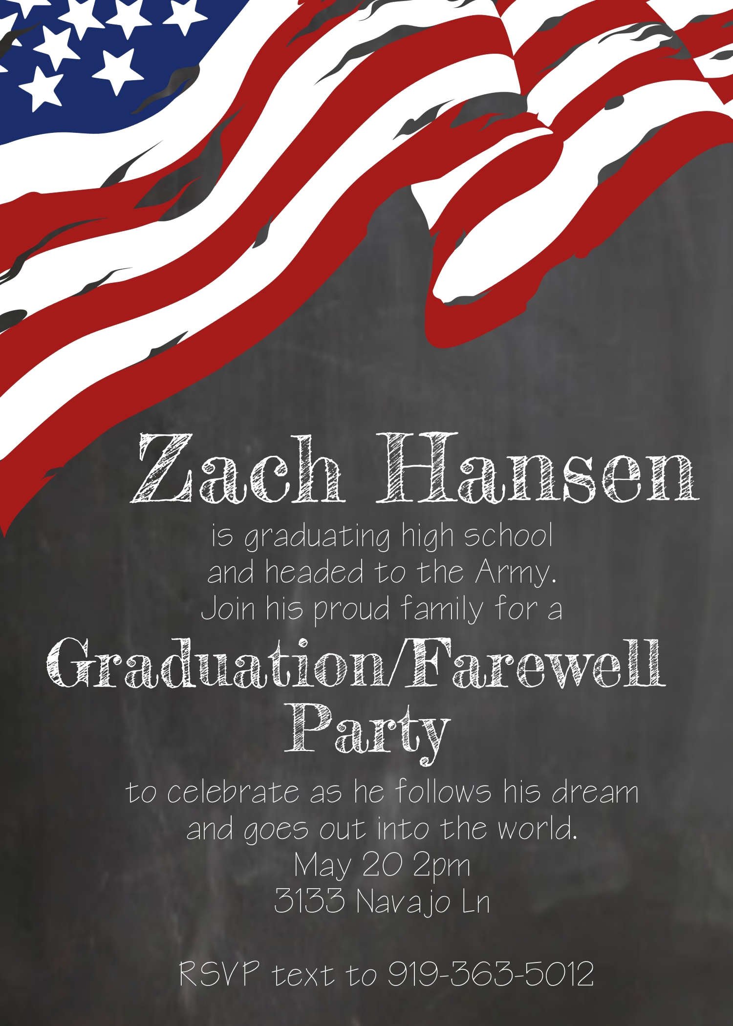 Army Flag going away Party Invitation