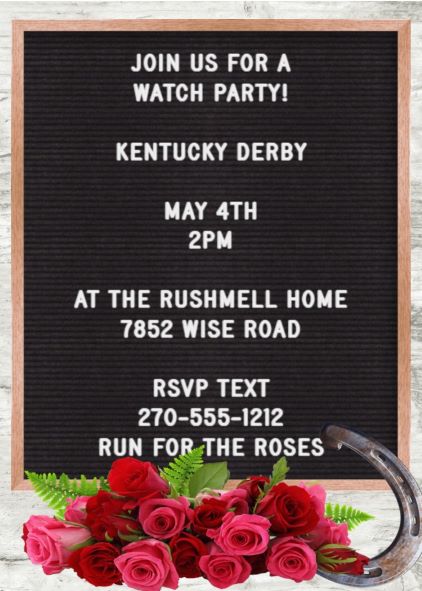 letterboard Kentucky Derby Party Invitations