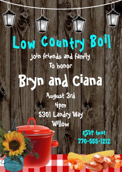 Low Country Boil Party Invitations