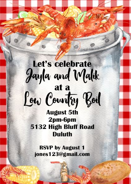 Low Country Boil Party Invitations