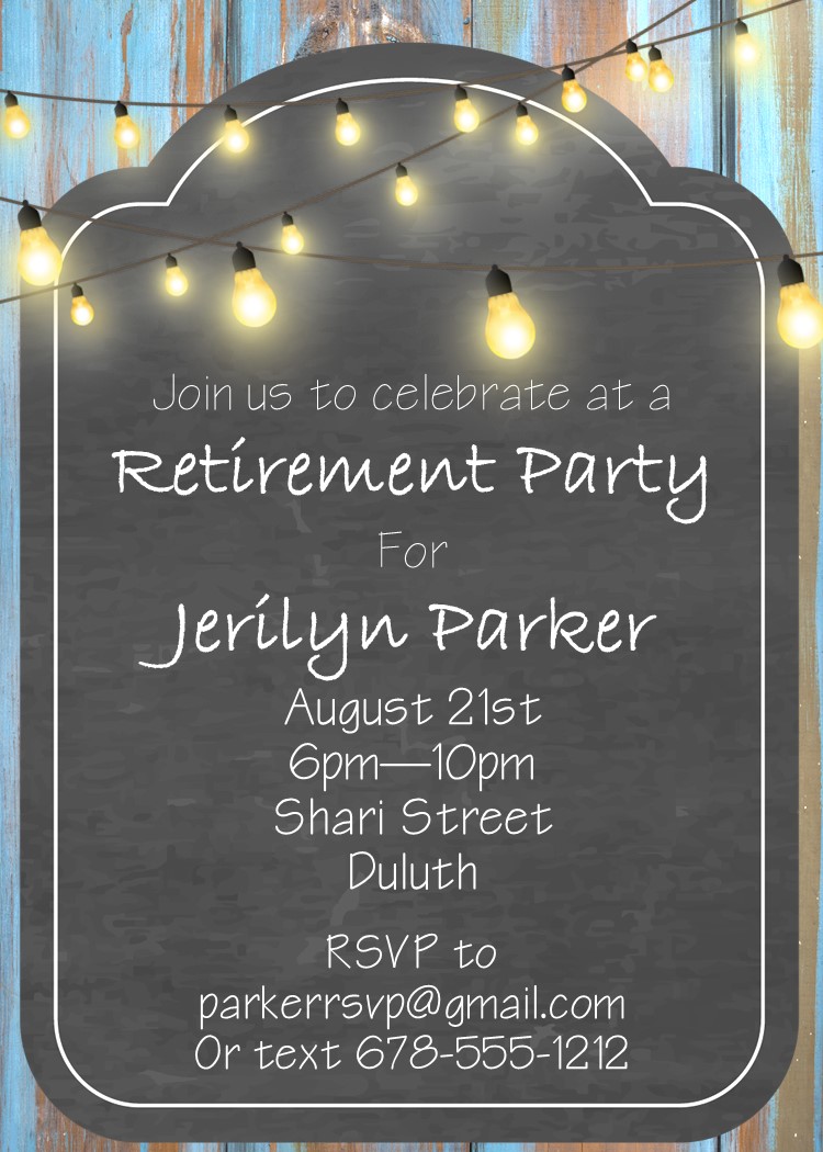 string of bulbs retirement Party Invitations