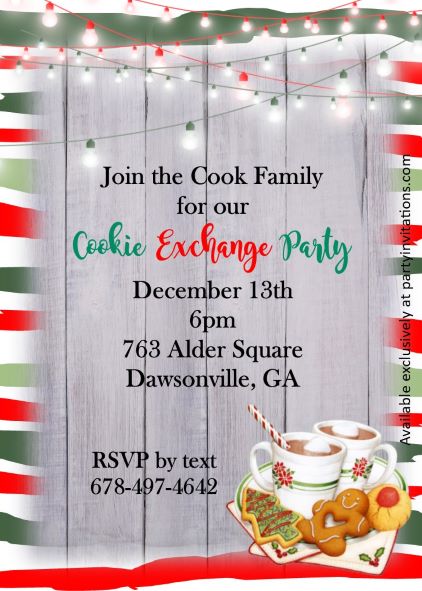 Christmas Holiday Cookie exchange Party Invitations