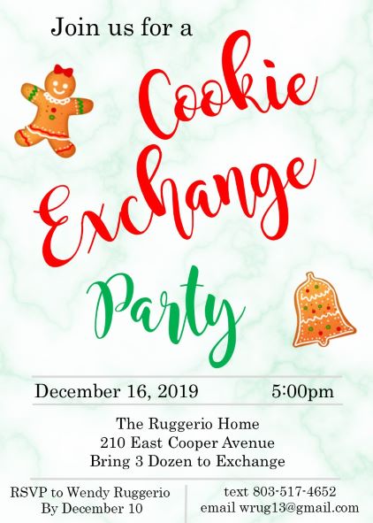 Christmas Holiday Cookie exchange Party Invitations on Marble
